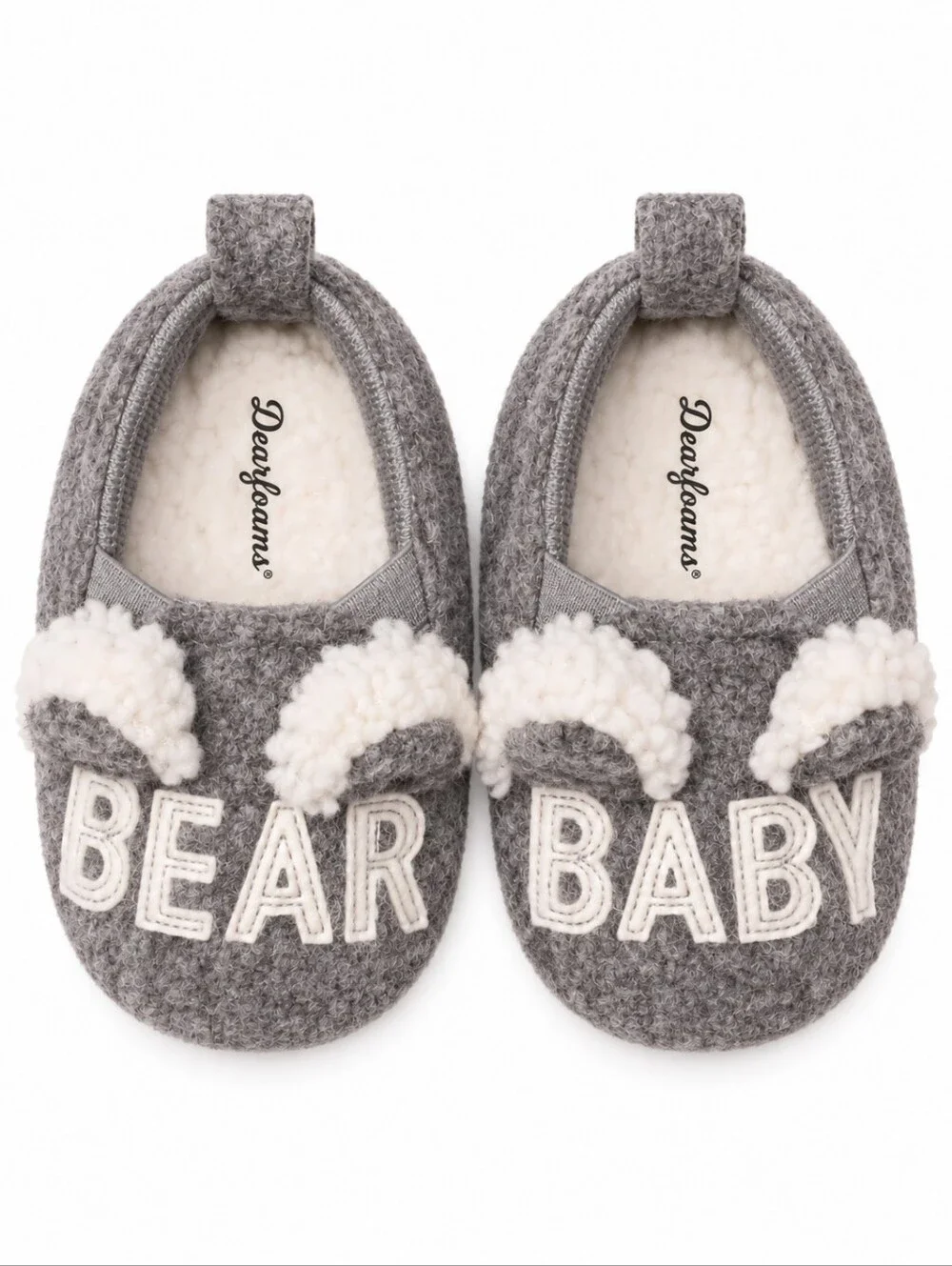Bear Baby Gray Sherpa Slippers Dearfoams 6-9m